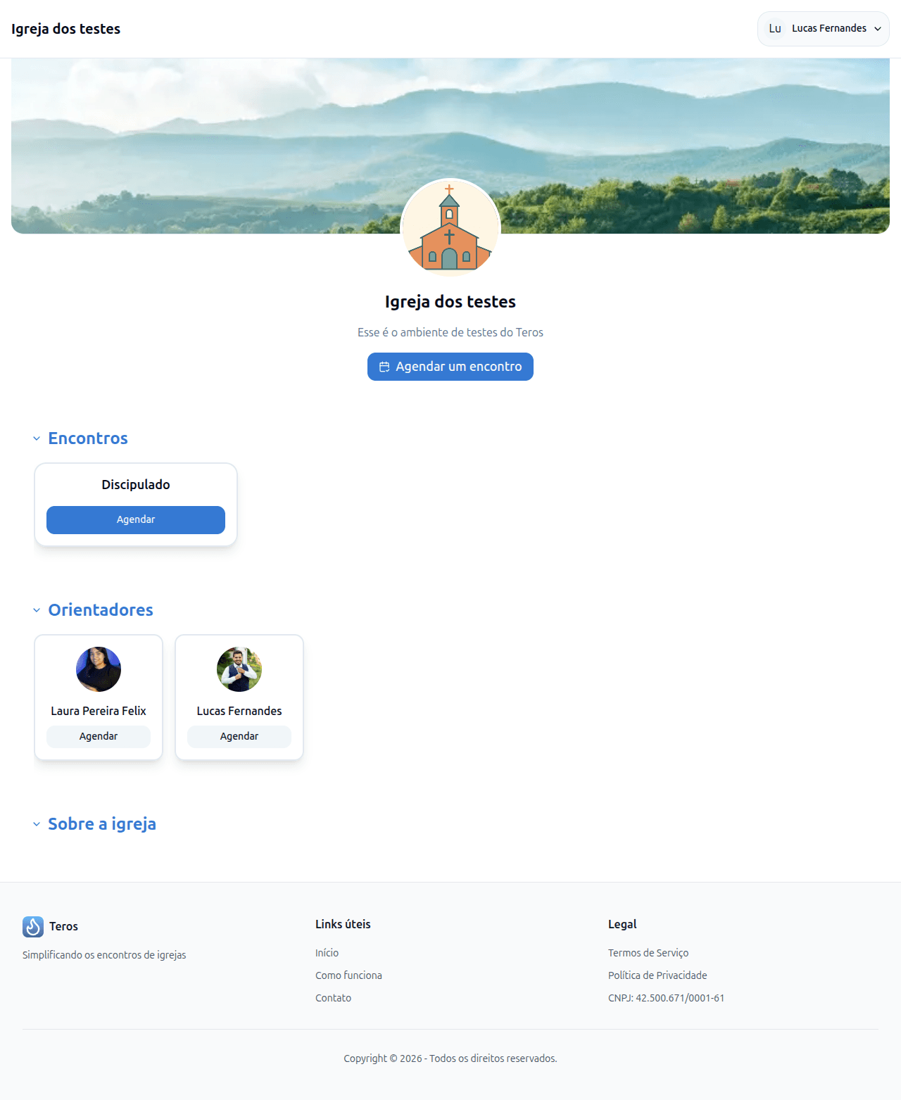 Teros - Sistema de agendamento de discipulados para igrejas