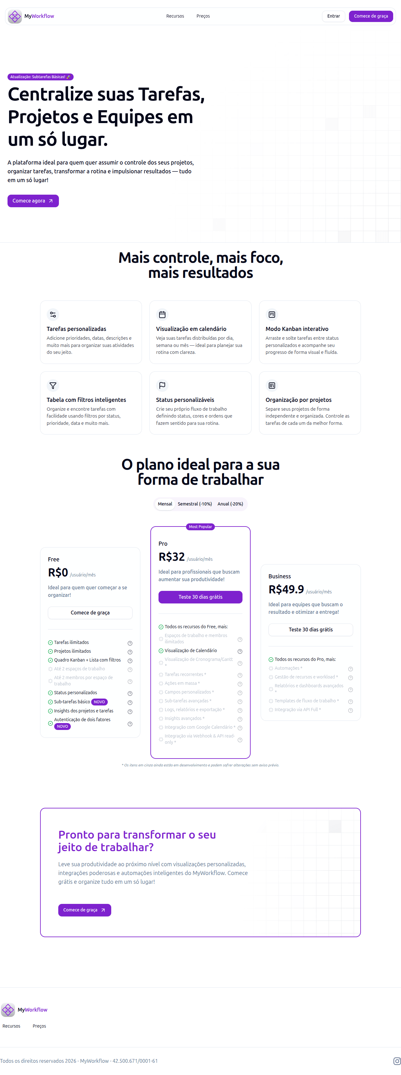 MyWorkflow - Sistema de gerenciamento de tarefas